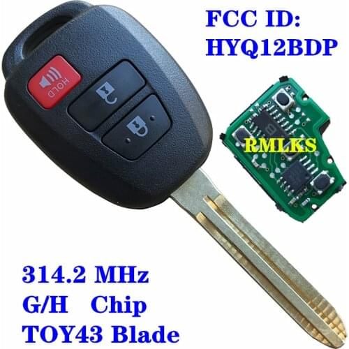 3 Buttons Remote Control Car Key Fob 314MHz H Chip G Chip For Toyota RAV4 Tacoma For Scion XB Modified HYQ12BDP TOY43 Blade