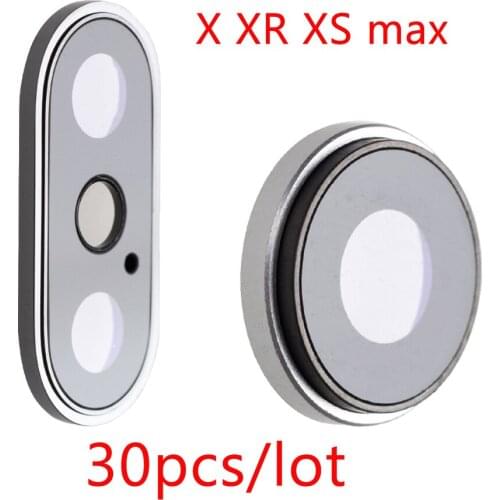 30pcs/lot Back Camera Lens for iPhone X XR XS Max XSMax Rear Cam Cover Ringer Frame Cap Seal Glass Len Bracket Parts