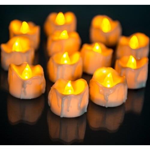 36Pcs Romantic Led Candle Yellow Flameless Velas Flickering Plastic Candle Tea Lights for Birthday Wedding Decoration