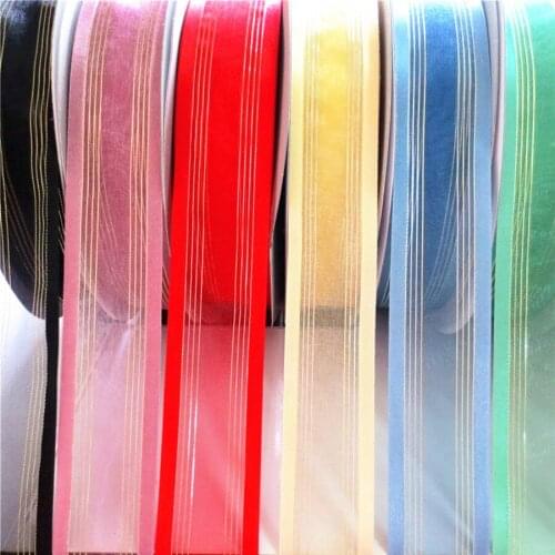 4cm Double-sided Phnom Penh Chiffon Light Luxury Packaging Lattice Red Ribbon Wedding Bandage Baking Hair Accessories DIY 349