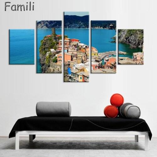 5pcs Italy Cinque Tere Home Decor Oil Painting on Canvas Wall Art Gift HD Print Waterproof Canvas Picture No Framed,canvas paint
