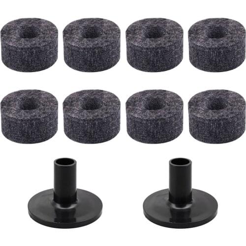 8Pcs Drum Set Felt Washers with 2Pcs Cymbal Sleeve with Flange Base for Drummer Accessories