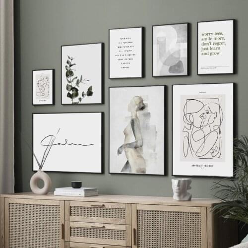 Abstract Line Love Kiss Girl Body Plant Leaves Wall Art Canvas Painting Posters And Prints Wall Pictures For Living Room Decor