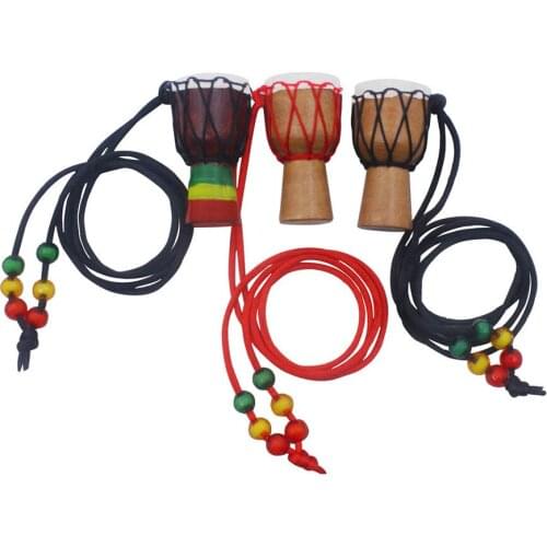 African Drum Pendant Necklace Classic Mini Tambourine for Necklace Fashion Decoration Jewelry Gift Unique Necklace Handicrafts