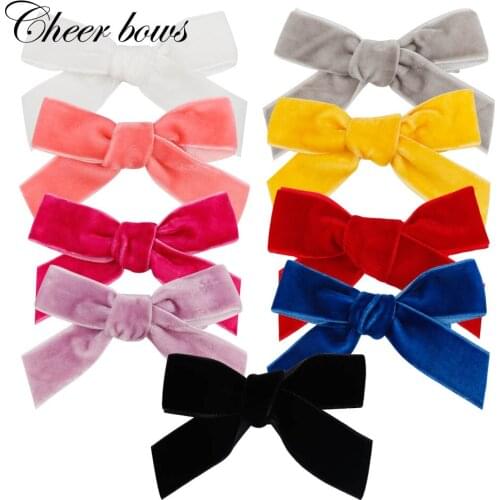 3" Hair Accessories Velvet Hair Bows for Girls Solid Handmade Knot Kids Hair Clips Baby Mini Hairpins Barrettes Headwear