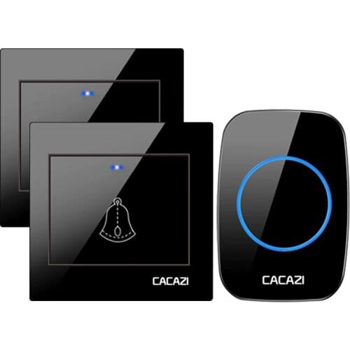 CACAZI Wireless Doorbell Waterproof 60 chimes 5 Volume Home Cordless Door Ring Bell 220V US EU UK Plug 1 2 Button 1 2 3 Receiver