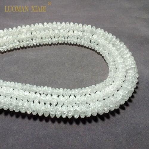 Wholesale Natural Wheel Shape Snow Cracked Crystal Stone Beads For Jewelry Making DIY Bracelet Necklace 4*6/ 5*8 / 6*9mm 15.5