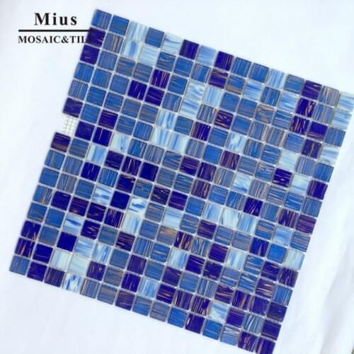Blue glass swimming pool mosaic tile