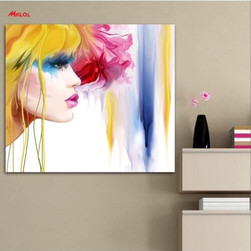 Painting Art Blonde girl Face Side Oil Painting Wall Art Paintings Picture Paiting Canvas Paints Home Decor Print Painting frame