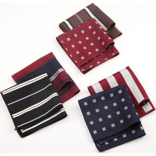 Linbaiway Striped Pocket Square Handkerchief for Men Cotton Hankerchiefs Gentlemen Wedding Designer Pocket Chest Towel Hankies