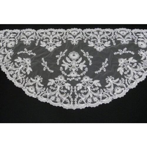 Smaller size 115*60cm half moon embroidery lace mantilla Spanish Lace Mantilla Catholic Veil