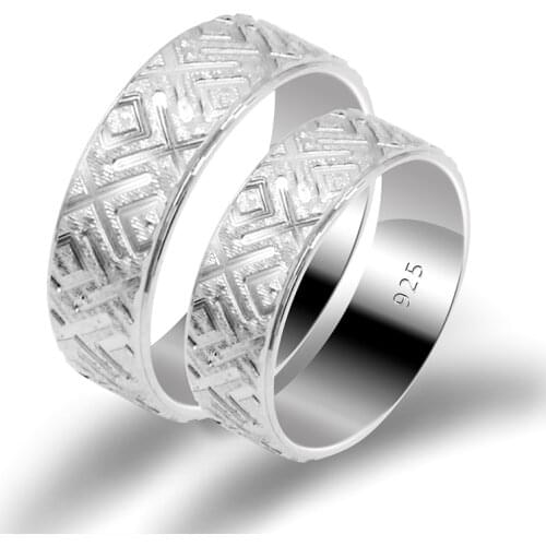 925 Sterling Silver Couple Rings Set Elegant Stripe Design Wedding Band Ring for Lover Men Women Fine Jewelry Anniversary Gifts