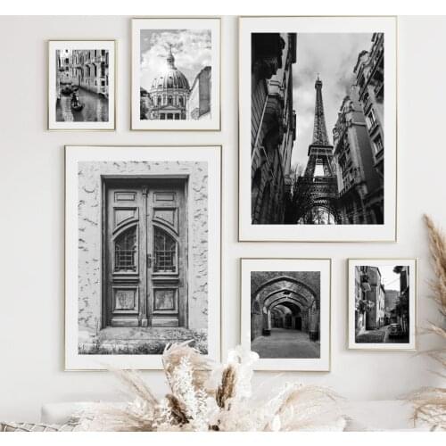 French Street Venice Building Black White Photo Wall Art Canvas Painting Nordic Posters And Prints Wall Pictures For Living Room