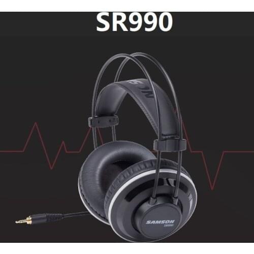 Samson SR990 Closed-Back Studio Recording Headphone Monitor Dynamic Stereo DJ Music Gaming Headset With Leather Ear Cup