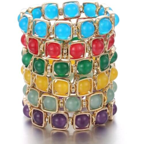 New Fashion Natural Stone Beaded Bracelet for Women Men Colorful Handmade Stone Beads Bracelet Couple Bracelets for Lover