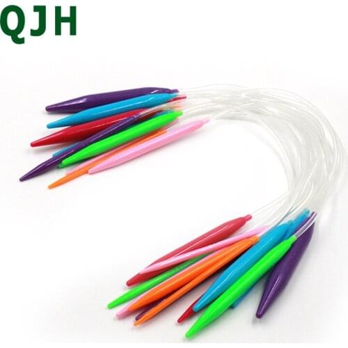 New 12pcs/set Sweater Needle Knitting Tools Length 40cm Multicolor Plastic ABS Ring Needles Smooth Circular Crochet Hooks