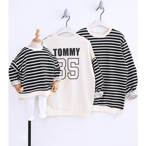 Family Clothes Autumn Baby Boys Girls Hoodie Sweatshirt Mother Daughter Father Son Tops Striped Clothes Family Matching Outfits