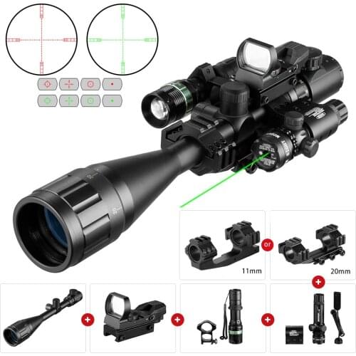 Hunting 6-24x50 AOEG Optical Sight Combination Red Dot Holographic Red and Green Laser Tactical Riflescope Crossbow for Hunting
