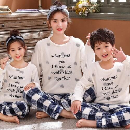 Autumn Winter Flannel Parent Child Matching Family Christmas Pajamas Mommy and Me Clothes Mom and Daughter Dress Sister Outfits
