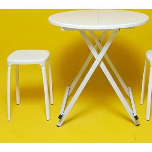 Plastic Foldable Round Table Small Easy Portable Dining Table Round Small Household Table