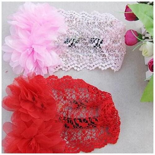 For 6-24 Months Newborn Kids Children Baby Pretty Beautiful Flowers Headband Lace Elastic Hairband Headwear 0569