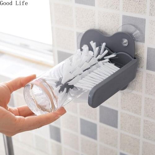 Cup Scrubber Glass Cleaner Bottles Brush Sink Kitchen Accessories 2 in 1 Drink Mug Wine Suction Cup Cleaning Brush Gadgets