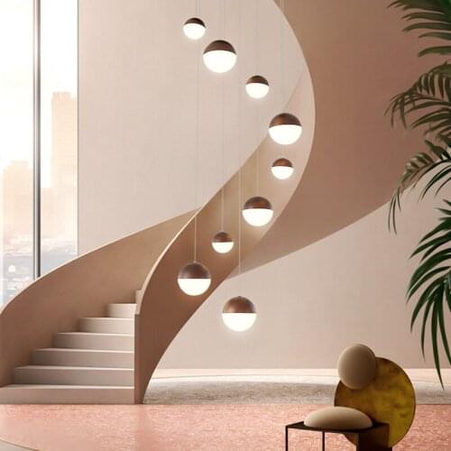 Modern Led pendant light lamp designer staircase aluminum Chandelier large Lobby hallway hainging light fixtures home decor