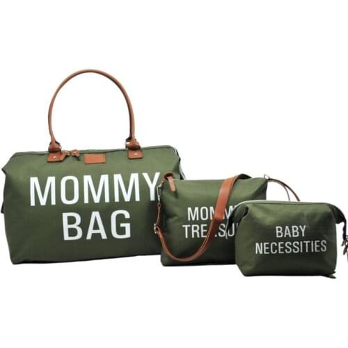 Mommy Bag Design 3 Piece Set Khaki Baby Mommy Baby Care And Women Bag children mini handbag shoulder bag for mother lunch bag