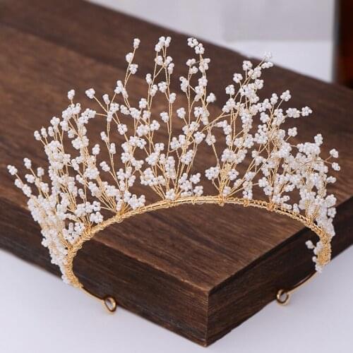 Bridal Wedding Headdress Pearl Crown Earring Set , Wedding accessories, hair band, cake decoration, hair crown