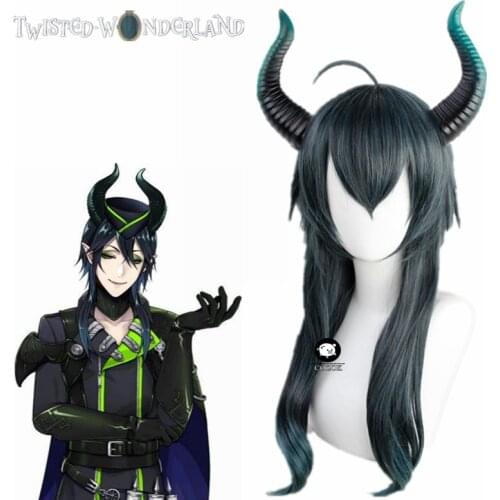 Twisted-Wonderland MALLEUS DRACQMA Blue Mixed Long Cosplay Heat Resistant Synthetic Hair Carnival Halloween Party + Free Wig Cap