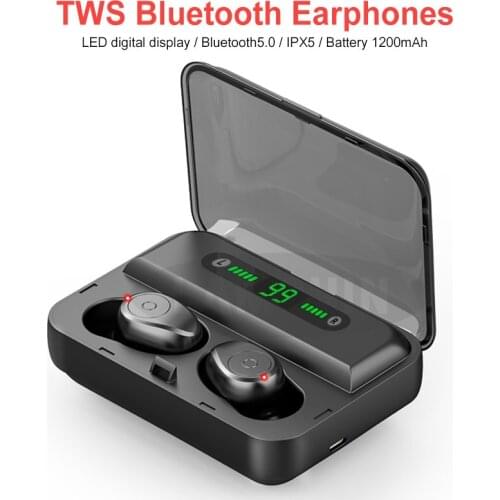 TWS Bluetooth Earphone 8D Stereo Wireless Bluetooth 5.0 Earbuds Wireless Headphone with LED Digital Display Power bank Headset