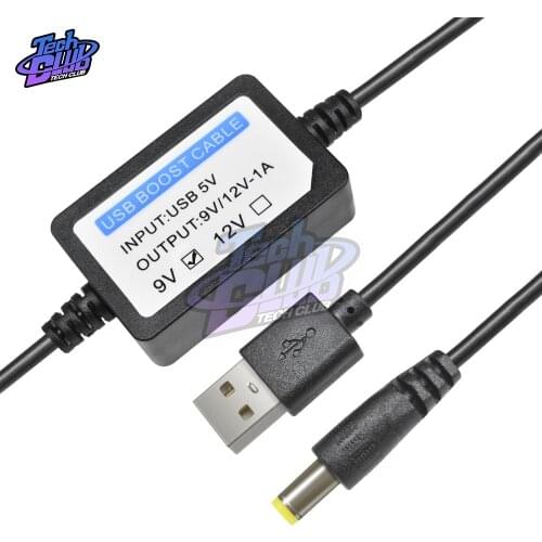 USB Charge Power Boost Cable DC 5V to DC 9V/12V 1A 2.1x5.5mm Step UP Module USB Converter Adapter Cable with Boost Component