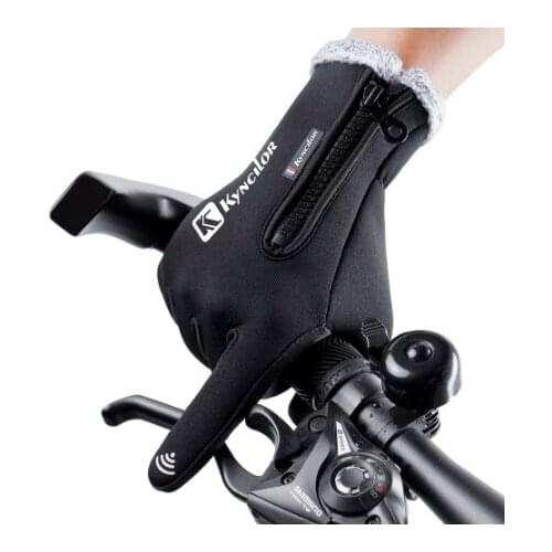 Cycling Gloves Winter Thermal Touch Screen Anti-Slip Windproof waterproof Fleece Lining Adjustable Zipper Outdoor Sports Gloves