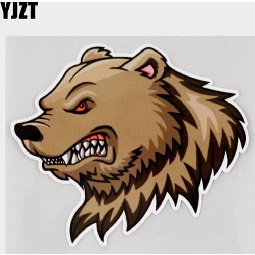 YJZT 13.1CM×11.1CM Ferocious Bear Head Wild Animal PVC Decal Car Sticker 11C-0150
