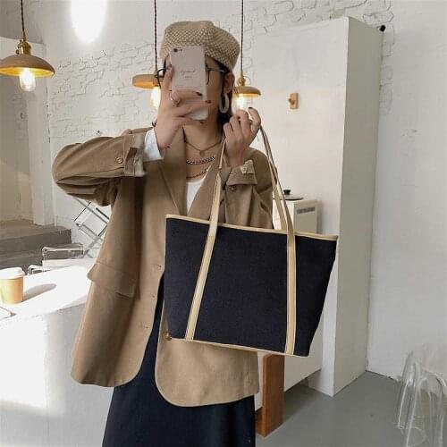 Womens Shoulder Bag Large Capacity Luxury Design Casual Canvas Tote Handbags Wholesale Fashion Female Simple Shopping Bags