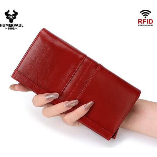 100% Genuine Leather Women Long Wallets Female Clutches Money Bag High Quality Handy Passport Walet for Cell Phone Card Holder