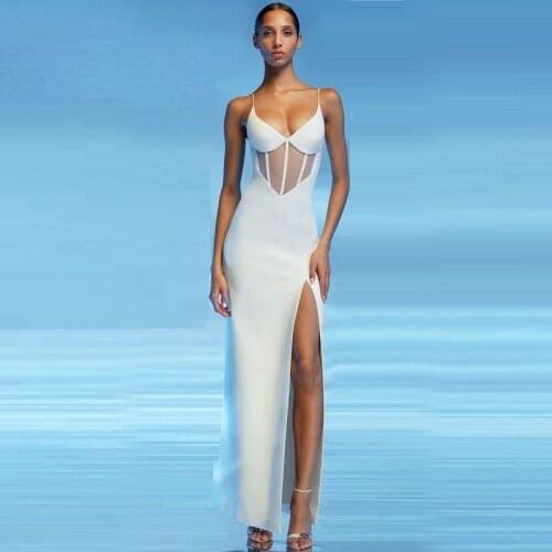 2021 Summer Spaghetti Strap V Neck Women Celebrity Sleeveless Maxi Long Dress Vestidos