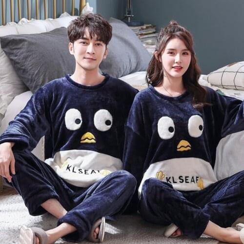 Winter Animal Pajamas Set Flannel Home Clothes For Women Pijama Mens Sleepwear Home Lounge Wear Couple Clothes Pyjamas Suit Pjs