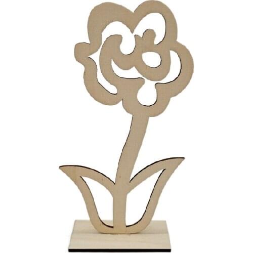 1pc Flower Leaf Pattern Wooden Scrapbooking DIY Handmade Crafts Children DIY Graffiti Home Decor