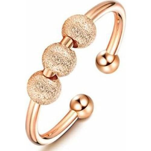 1 Piece Anti Anxiety Spinner Ring For Teen Girls Best Friend Freely Rotate Cute Delicate Simple Beads Ring