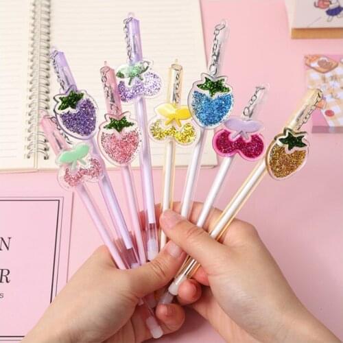 1PCS Fruit Series Pendant Gel Pen Black Blue Ink Needle Tip Writting Plastic Color Office Stationery School Supplies