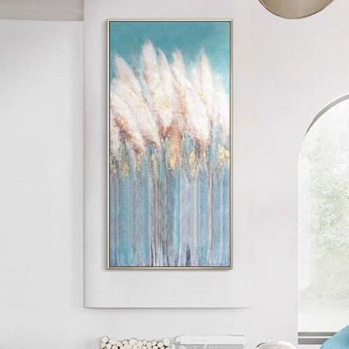 100% Hand Painted Abstract Plant Art Oil Painting On Canvas Wall Art Frameless Picture Decoration For Live Room Home Decor Gift