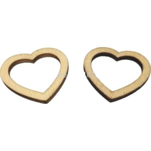 1000pcs 29x29mm Natural Wood Hollow Heart Confetti Embellishments Wedding Crafts Toppers Chips Scrapbooking