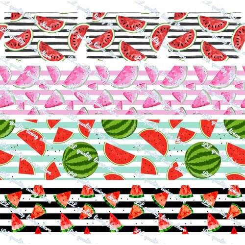 16-75MM Striped Watermelon Printed Grosgrain Ribbon 50 Yards/Roll Tape Clothing Bakery Gift Wrapping Accessory Hairbow Head