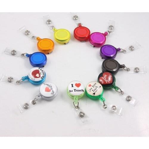 2018 Teaching With Heart Retractable Ski Pass ID Card Badge Holder Reel Pull Key Name Tag Card Holder Keychain For Teacher