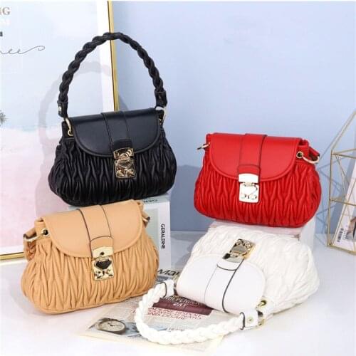 2021 New Famous Designer Shoulder Messenger Bags High Quality Ruched Women Leather Handbags Luxury Fashion Purse and Handbags