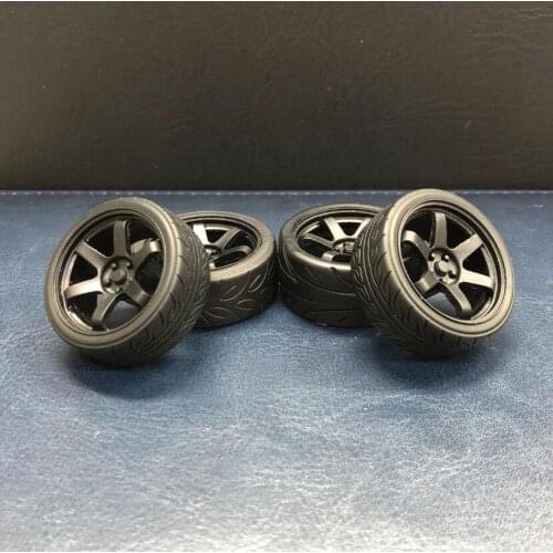 4 Pieces 1/18 Model Car RAYS TE37 Tire + Wheels Model Modified Parts 18 Inch Rim Dia. 32/33/34mm