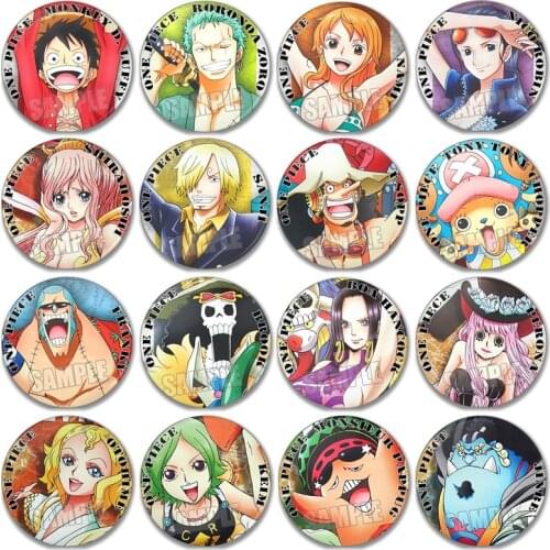 Anime Badges 58mm round Icons One piece Chopper Sanji Nami Pin Metal Iron Brooch bagdes