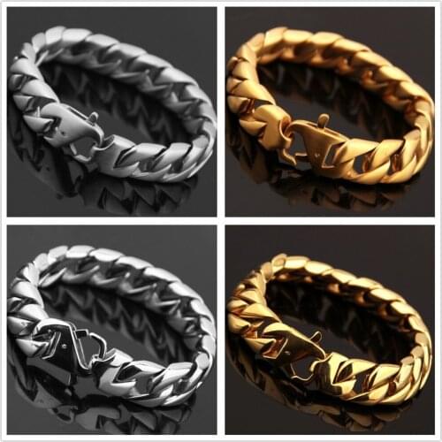 Stainless Steel Silver Color Gold Color Brushed/Smooth Cuban Curb Chain Mens Unisexs Bracelet Wristband Trendy Jewelry 8.26