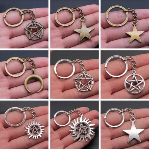1 Piece Keychain Pentagram Stars Moon car key chain fashion hot sale keyring cute keychain car key chain